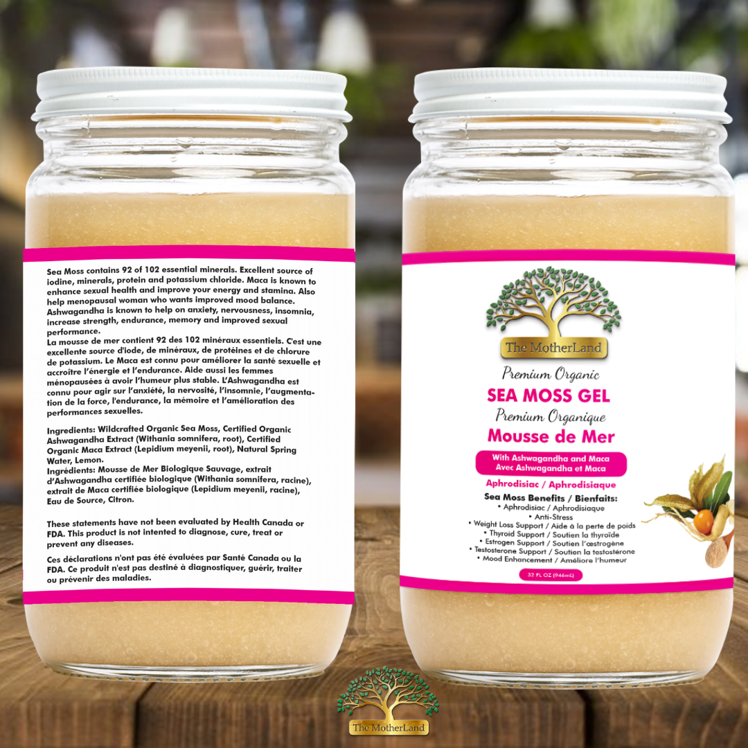 Premium Organic Sea Moss Gel with Ashwagandha and Maca 100% Natural and Wildcrafted